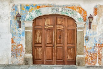 Afbeeldingen van Architectural detail at the colonial house in Antigua Guatemala