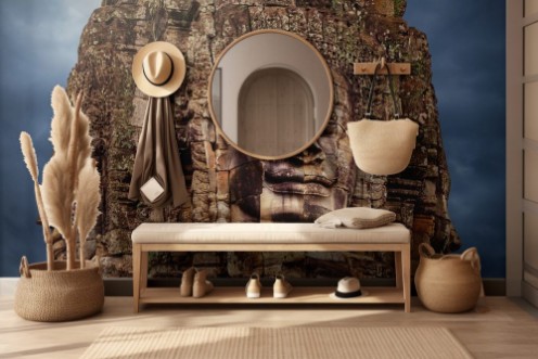 Afbeeldingen van Stone faces of the famous Bayon temple in Angkor Thom complex Siem Reap Cambodia