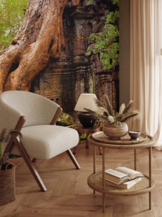 Afbeeldingen van Ta Prohm temple Ancient Khmer architecture under the giant roots of a tree at Angkor Wat complex Siem Reap Cambodia