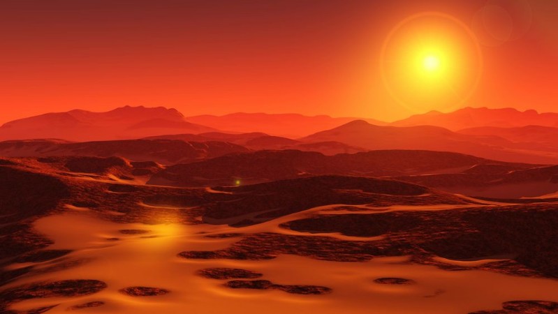 Landscape of Mars Martian panorama panorama of Mars mountain landscape photowallpaper Scandiwall