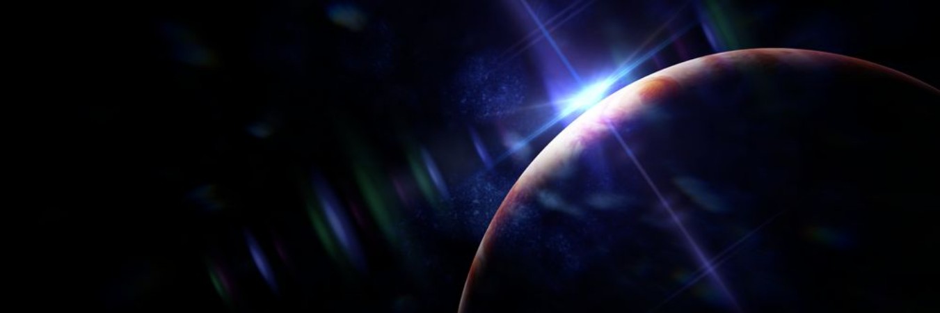 Picture of Planet Jupiter lit by the rising the Sun