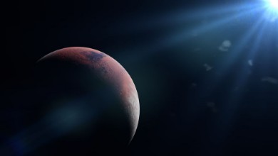 Picture of Planet Mars during the Martian winter lit by the Sun