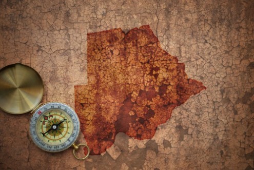 Bild på Map of botswana on a old vintage crack paper