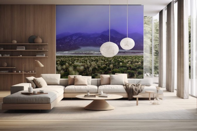 Imagem de Dramatic fog coveredmountain and ranch field before a storm southern Colorado