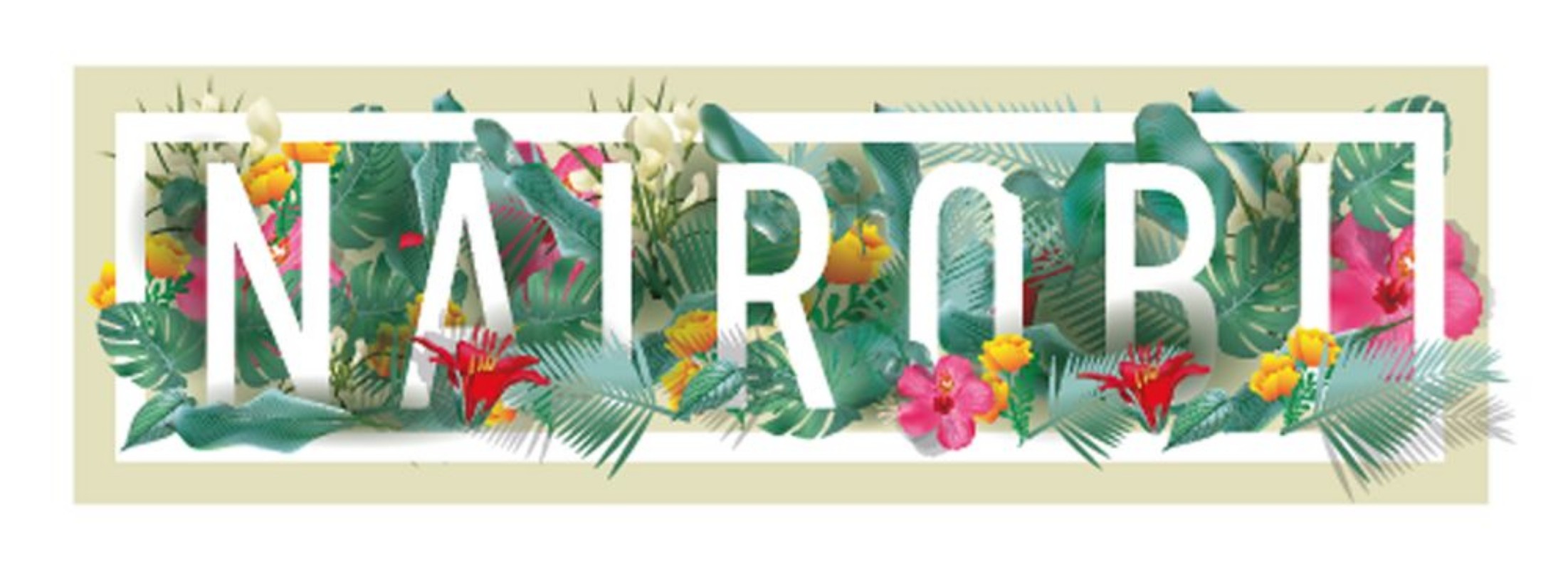 Afbeeldingen van Vector floral framed typographic NAIROBI city artwork