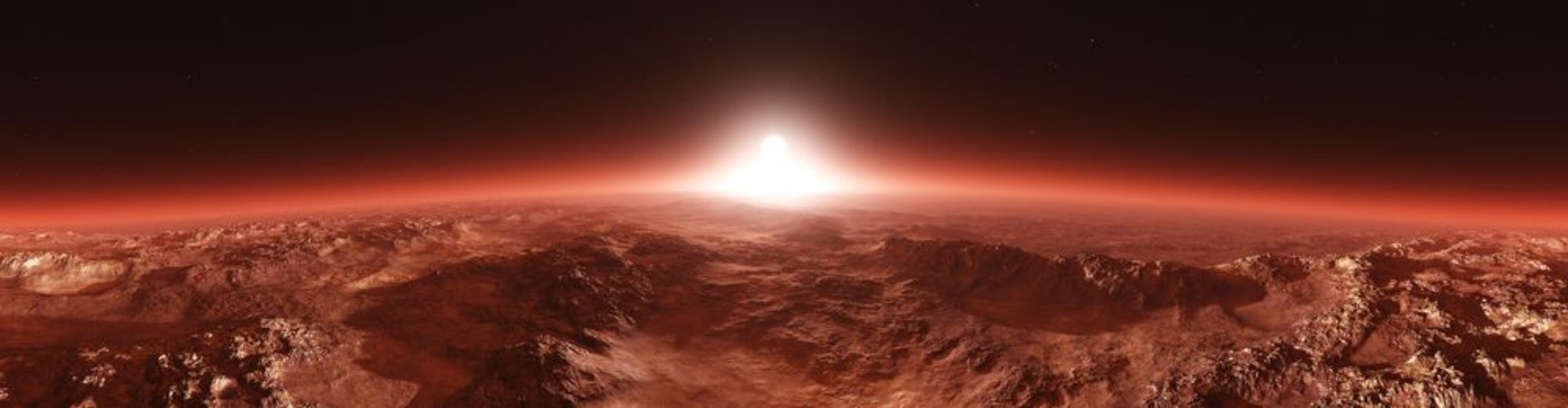 Picture of Mars from orbit panorama of Mars Marsim landscape sunrise over Mars 3D rendering