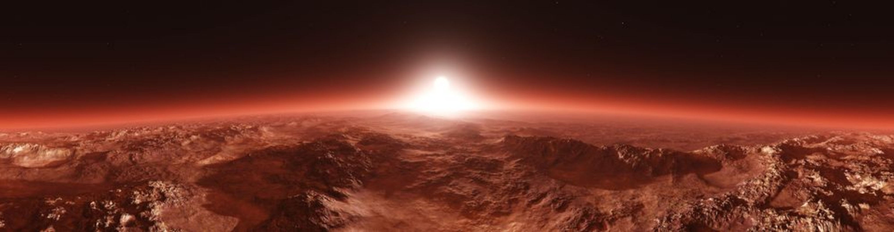 Image de Mars from orbit panorama of Mars Marsim landscape sunrise over Mars 3D rendering