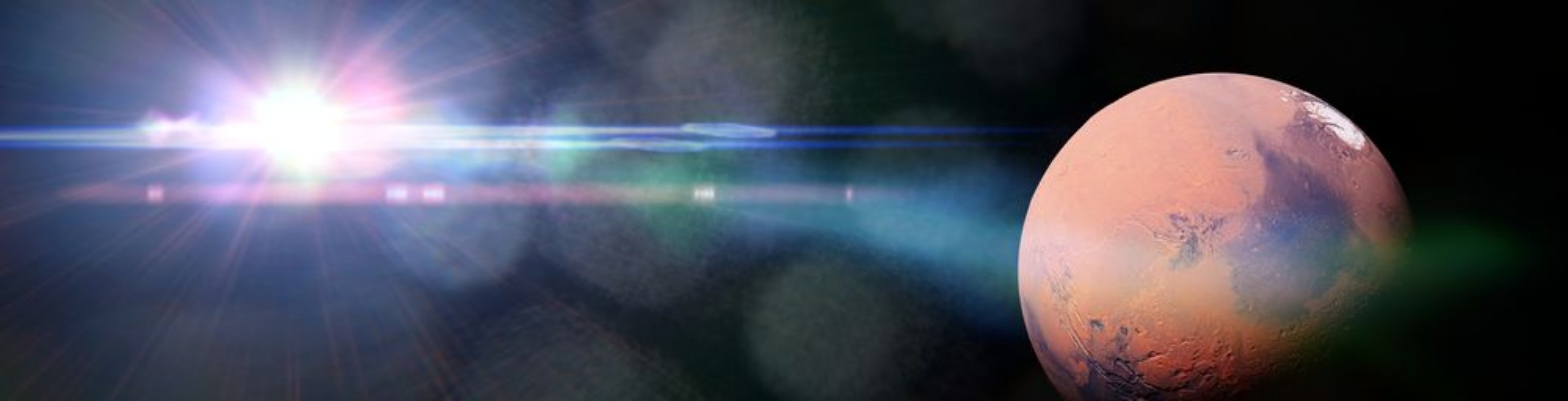 Bild på Mars in natural colours in front of the bright Sun