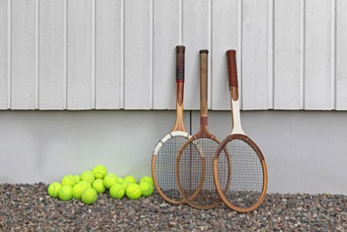 Picture of Old wooden rackets at Tennis club