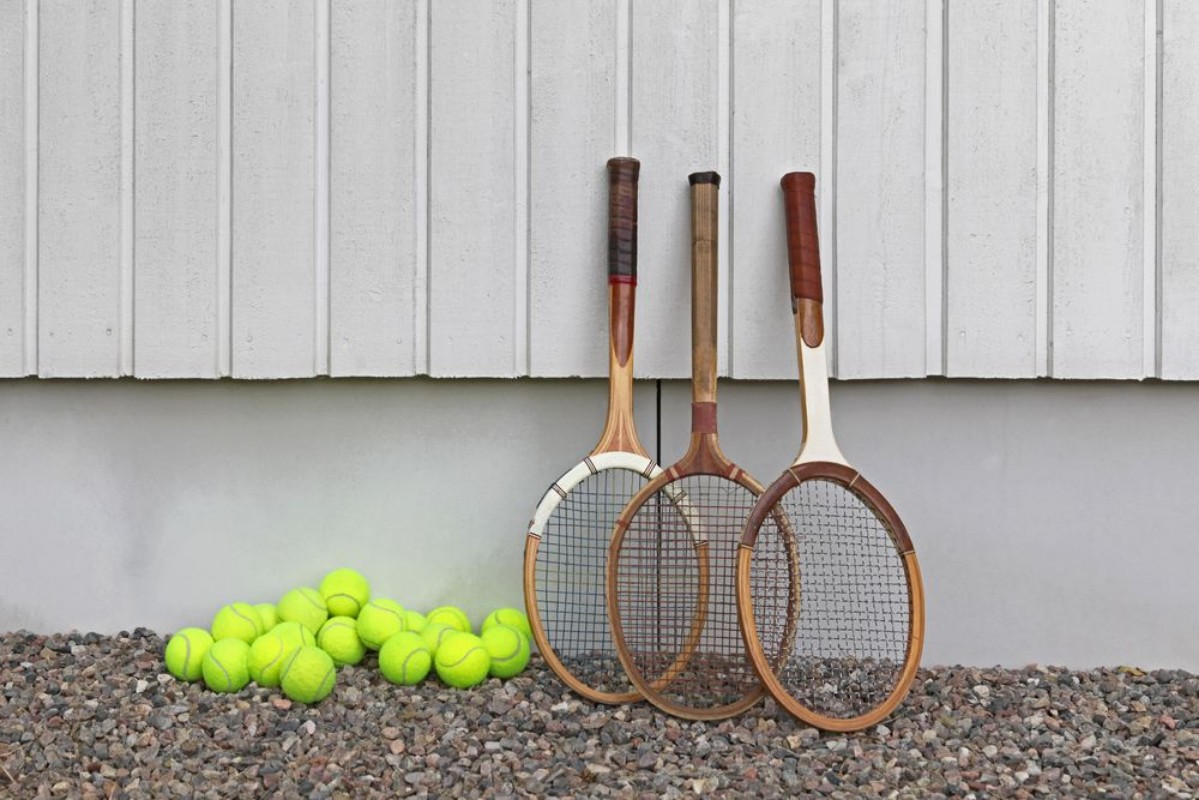 Picture of Old wooden rackets at Tennis club