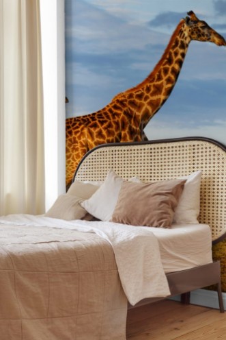 Afbeeldingen van Giraffe with calf in the Masai Mara National Reserve in Kenya