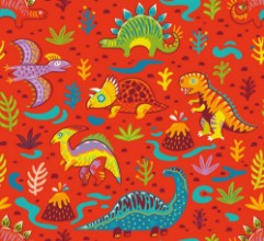 Bild vun Seamless pattern with cartoon dinosaurs