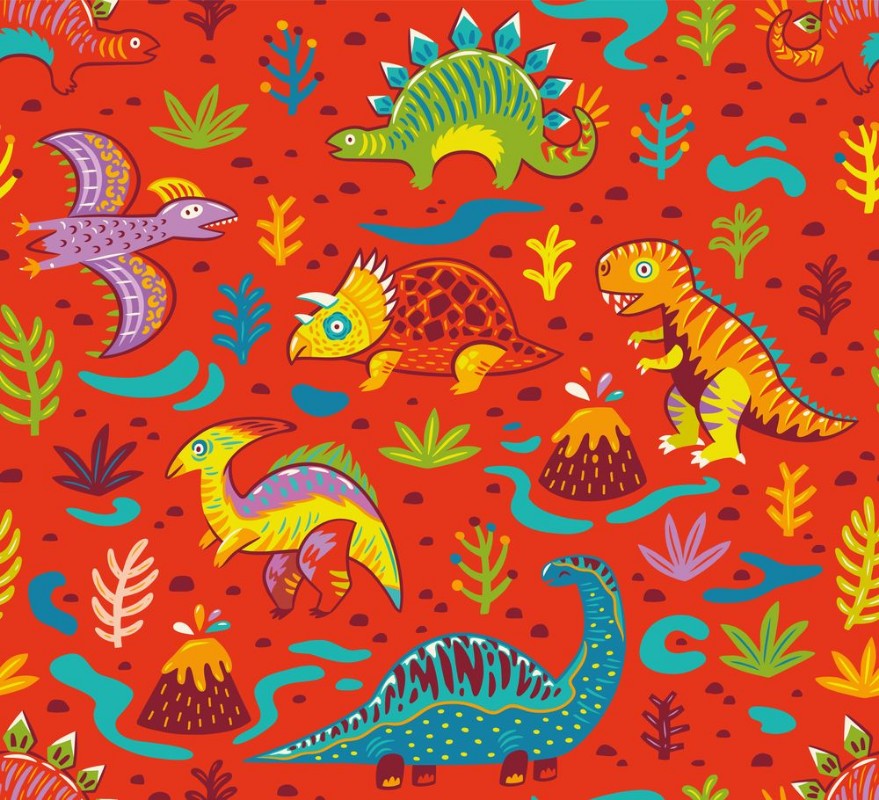 Afbeeldingen van Seamless pattern with cartoon dinosaurs