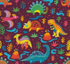 Image de Seamless pattern with cartoon dinosaurs