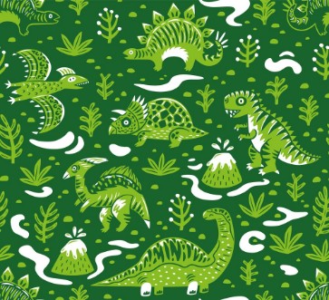 Picture of Seamless pattern with cartoon dinosaurs