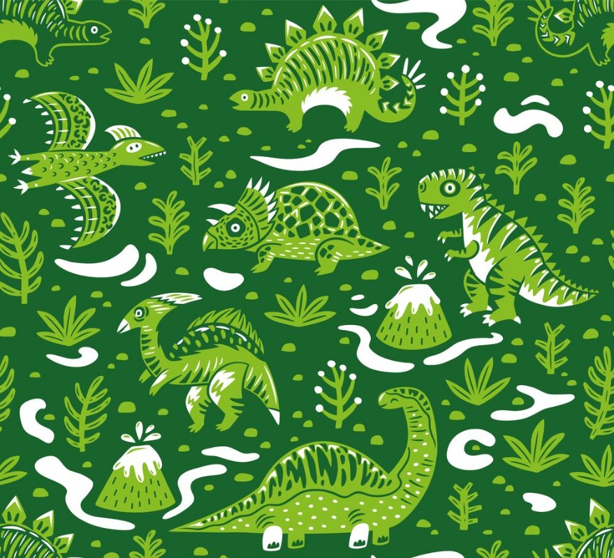 Picture of Seamless pattern with cartoon dinosaurs