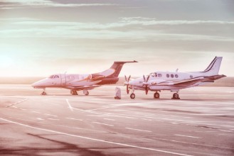 Image de Private jet planes parking at the airport Private airplanes at sunset