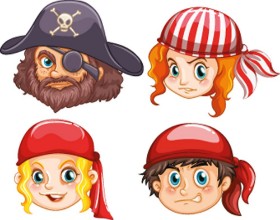 Pilt Four faces of pirate crews
