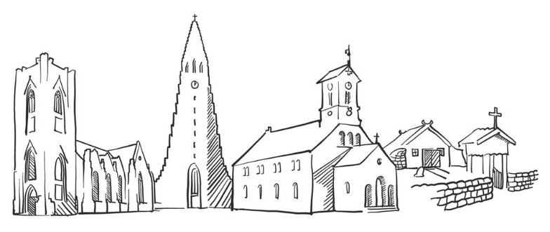 Afbeeldingen van Reykjavik Iceland Panorama Sketch