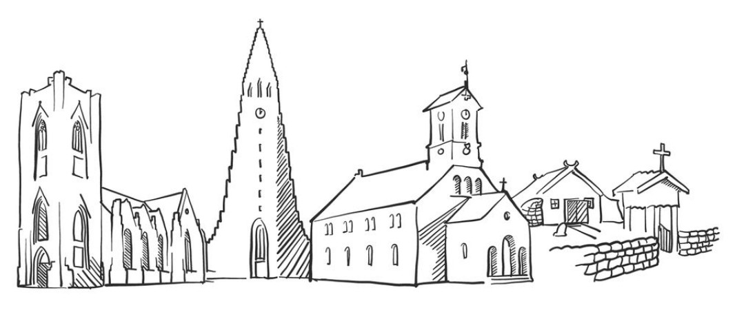 Picture of Reykjavik Iceland Panorama Sketch