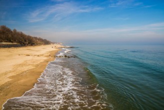 Picture of Beautiful beach in Burgas Bulgaria Summer vacation on Bulgarian seaside concept