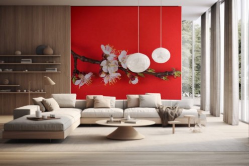 Afbeeldingen van Flowering branch on a bright background