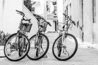 Picture of Bicycles old town - Brick Brick Wall City Street Front Door Street