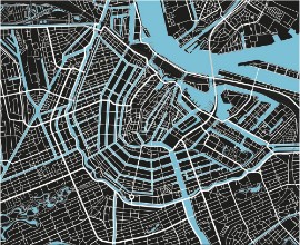Afbeeldingen van Black and white vector city map of Amsterdam with well organized separated layers