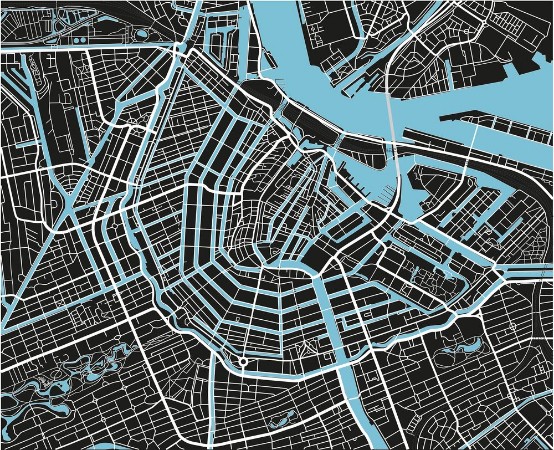 Image de Black and white vector city map of Amsterdam with well organized separated layers