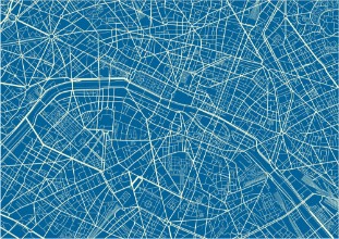 Afbeeldingen van Blue and White vector city map of Paris with well organized separated layers