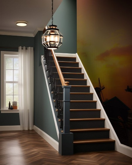 Bild på Traditional Dutch windmills on the canal bank at warm sunset light in Netherlands near Amsterdam