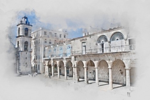 Picture of Old Havana Cuba watercolor