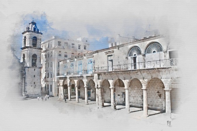 Afbeeldingen van Old Havana Cuba watercolor