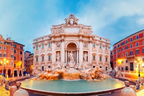Bild på Rome Trevi Fountain or Fontana di Trevi in the morning Rome Italy Trevi is the largest Baroque most famous and visited by tourists fountain of Rome