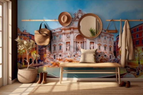 Bild på Rome Trevi Fountain or Fontana di Trevi in the morning Rome Italy Trevi is the largest Baroque most famous and visited by tourists fountain of Rome