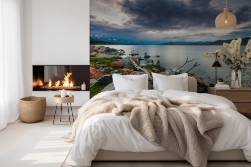 Picture of Cloudy sunset on a mountain lake Mongolia