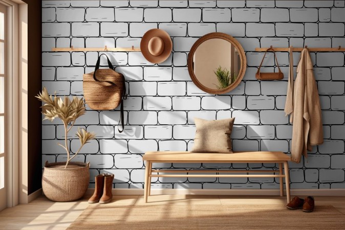 Bild på White bricks wall Seamless pattern background