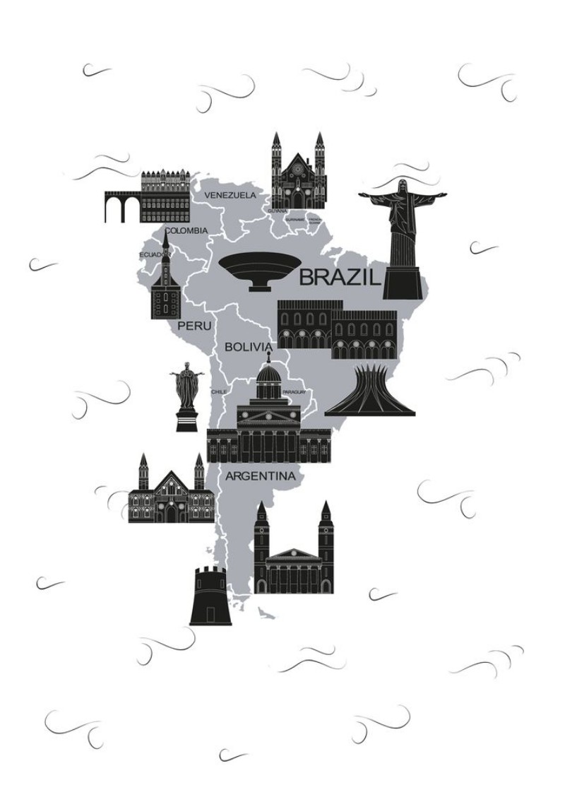 Image de Latin america map black