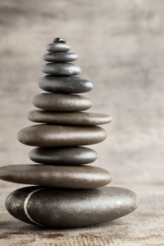 Picture of Balancing stones on the grey background