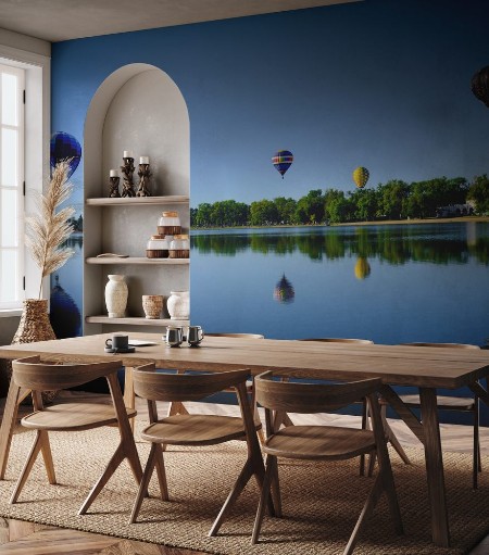 Picture of Hot Air Balloon Reflection in Lake