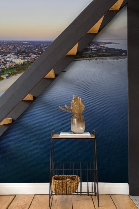 Bild på Aerial panorama of beautiful coastline of Melbourne and Port Phillip bay at sunset