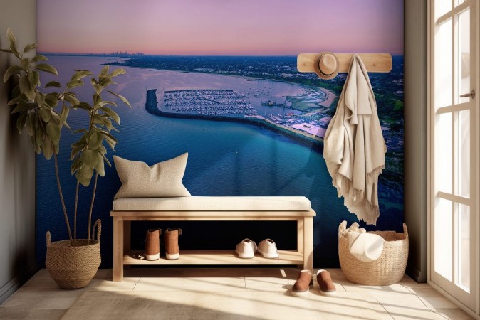 Bild på Aerial view of Sandringham Yacht club and marina at sunset Melbourne Victoria Australia