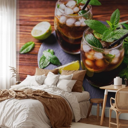 Picture of Cuba Libre cocktail with cola lime rum and peppermint