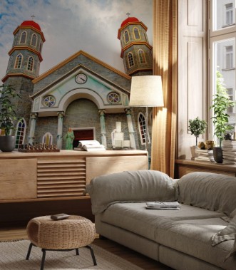 Picture of San Pablo Costa Rica - April 3 2017  Church of Archangel Gabriel and sculpted gardens of San Rafael de Heredia Park