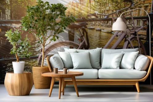 Afbeeldingen van Damenfahrrad in Amsterdam im Gegenlicht