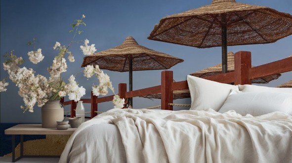 Afbeeldingen van Sunshade beach umbrellas in resort in Sharm El Sheikh Egypt