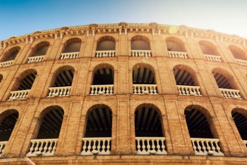 Afbeeldingen van Mediterranean architecture plaza de toros bullring in Valencia Spain