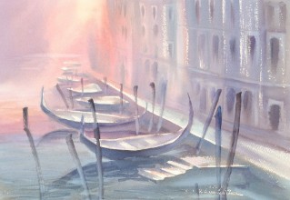 Kép Gondolas in Venice morning