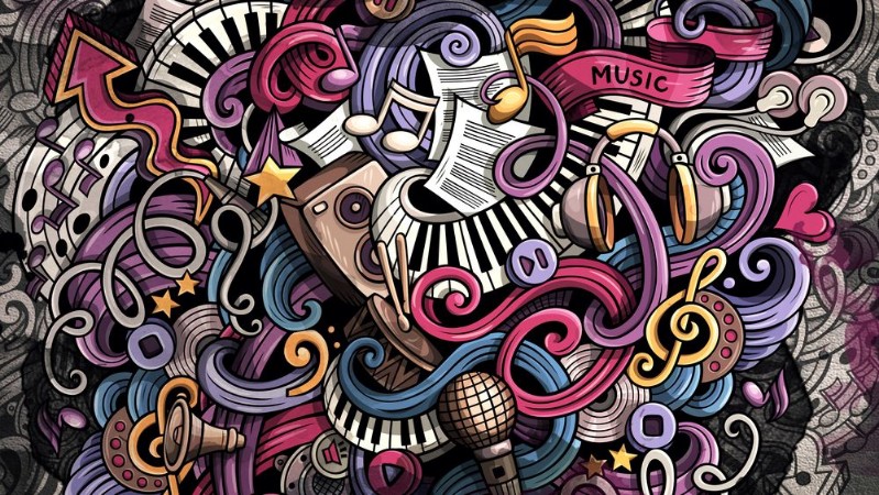 Musical doodle banner III photowallpaper Scandiwall