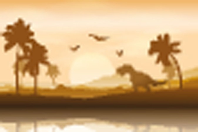 Picture of Silhouette of a Dinosaur in Riverbank